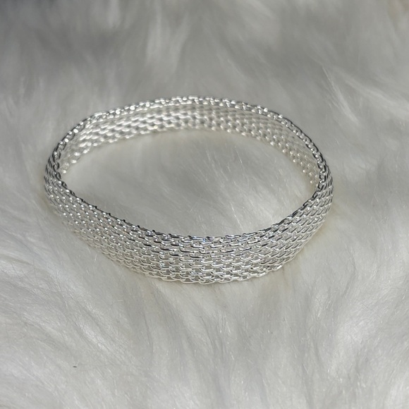 Sterling Silver Mesh Bangle Bracelet - Picture 4 of 9
